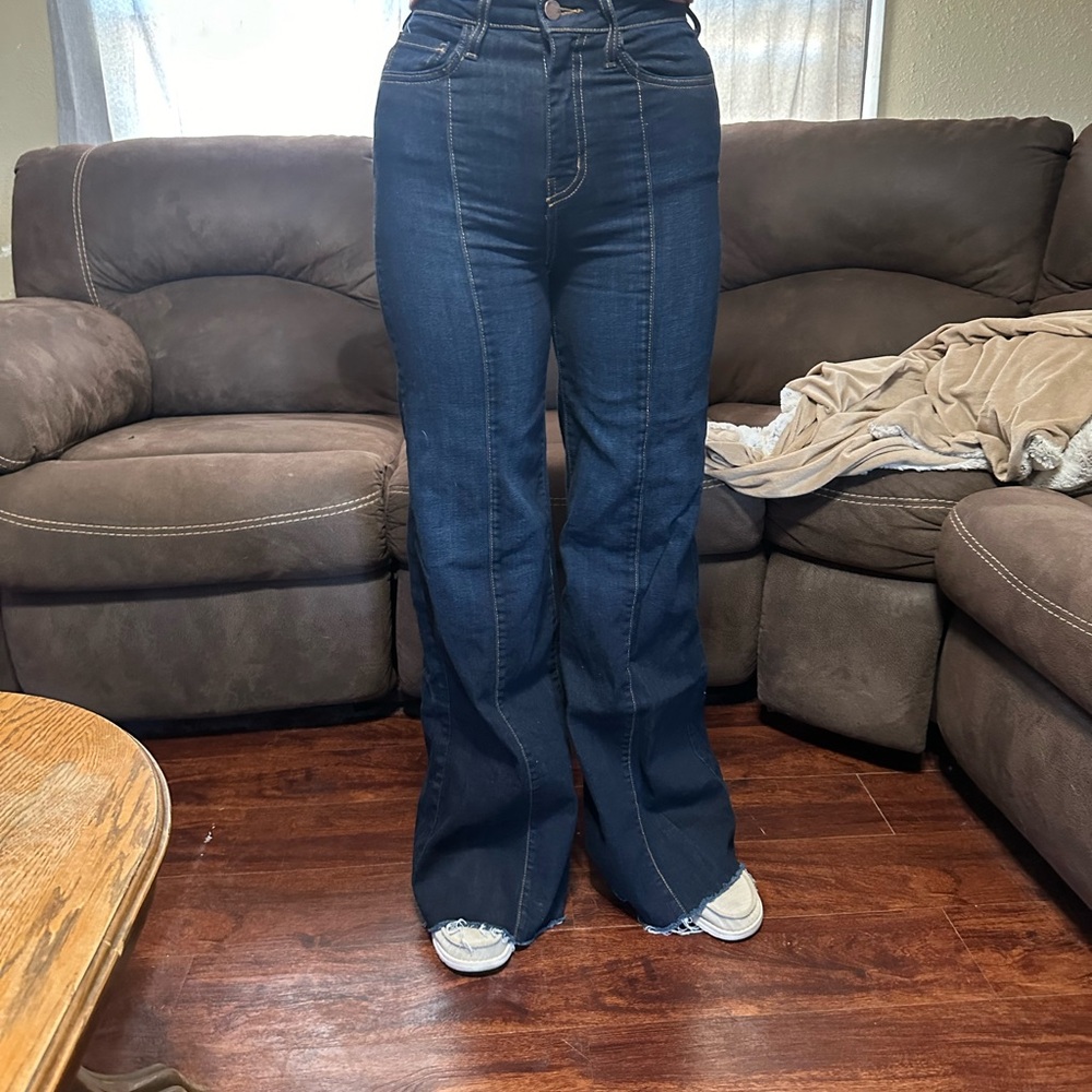Dark wash O2 denim wide legs